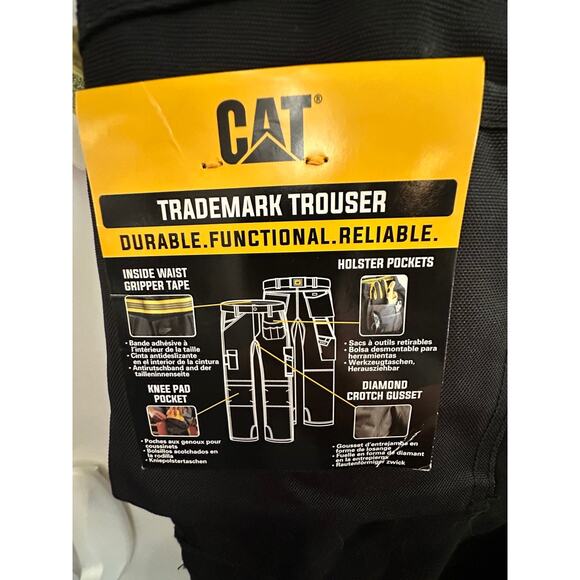 CAT Trademark Work Pants Black Cotton Blend Durable Utility Pockets W34 L30 - Picture 7 of 9